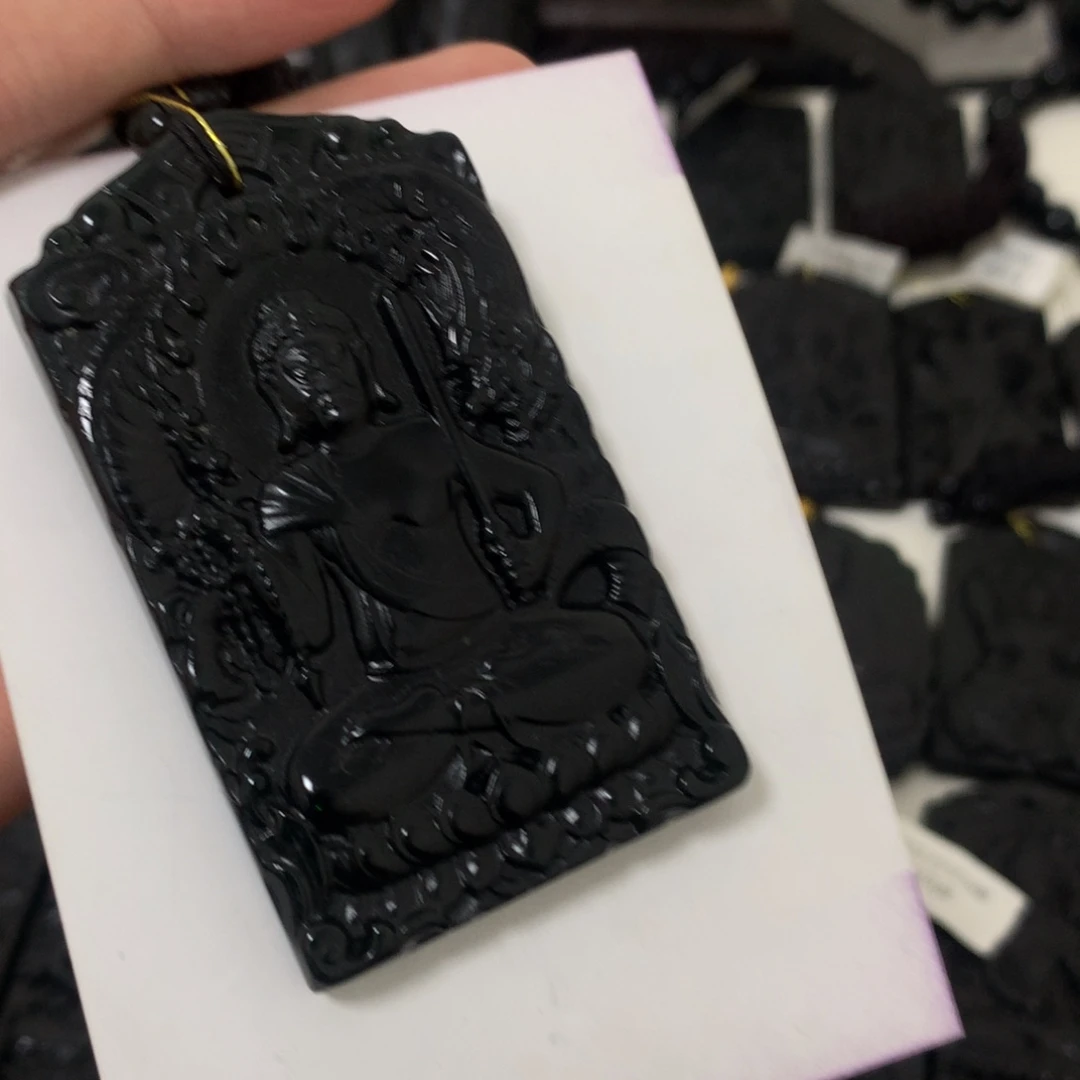 天然缅甸a货钢琴黑挂件