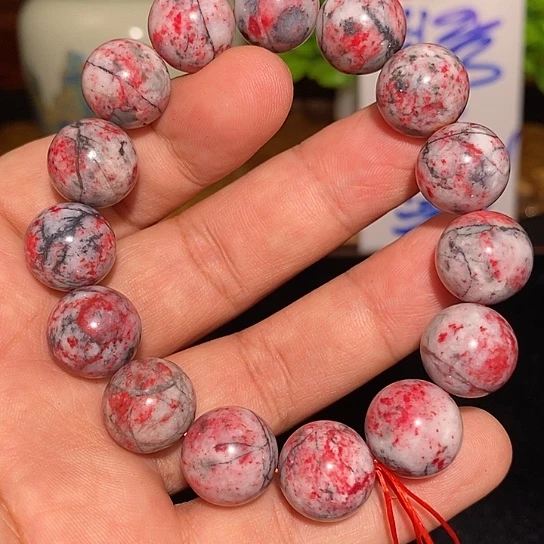 用***淡天然辰砂原石手串