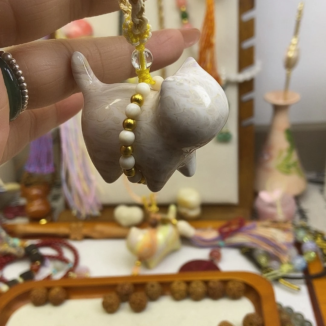 大理石磁石灵隐寺猫挂件