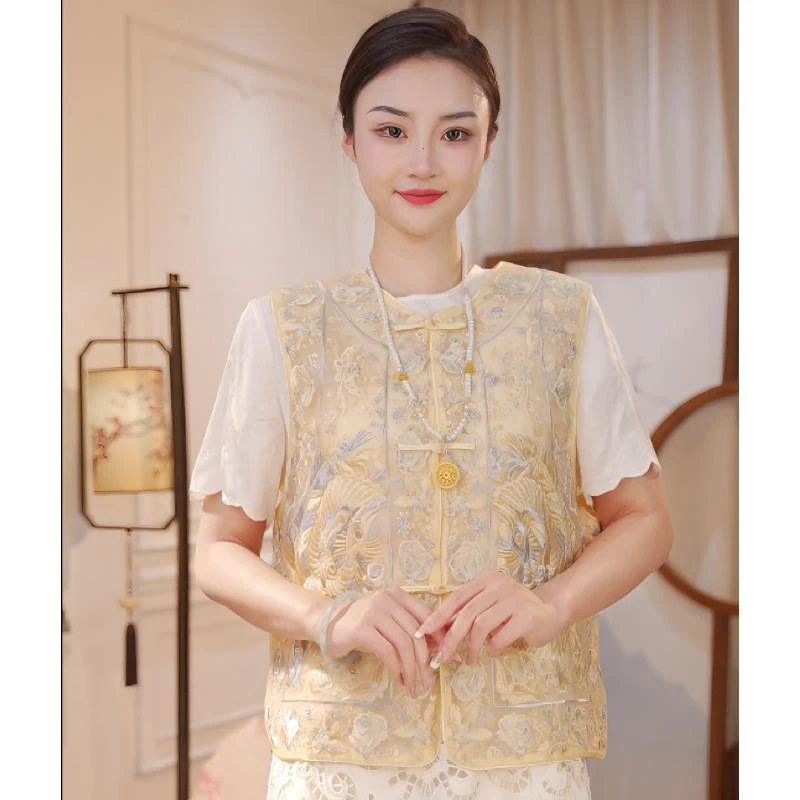 丝年.栀子｜新中式国风时尚百搭重磅百万针刺绣背心-5252