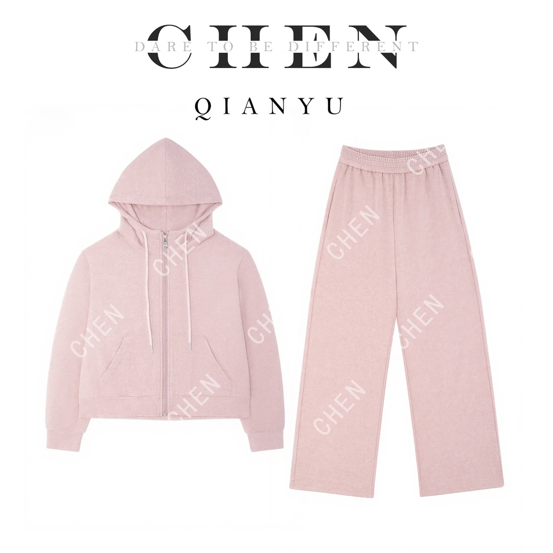 【陈陈服饰】时尚百搭休闲减龄套装卫衣外套直筒裤两件套25102604