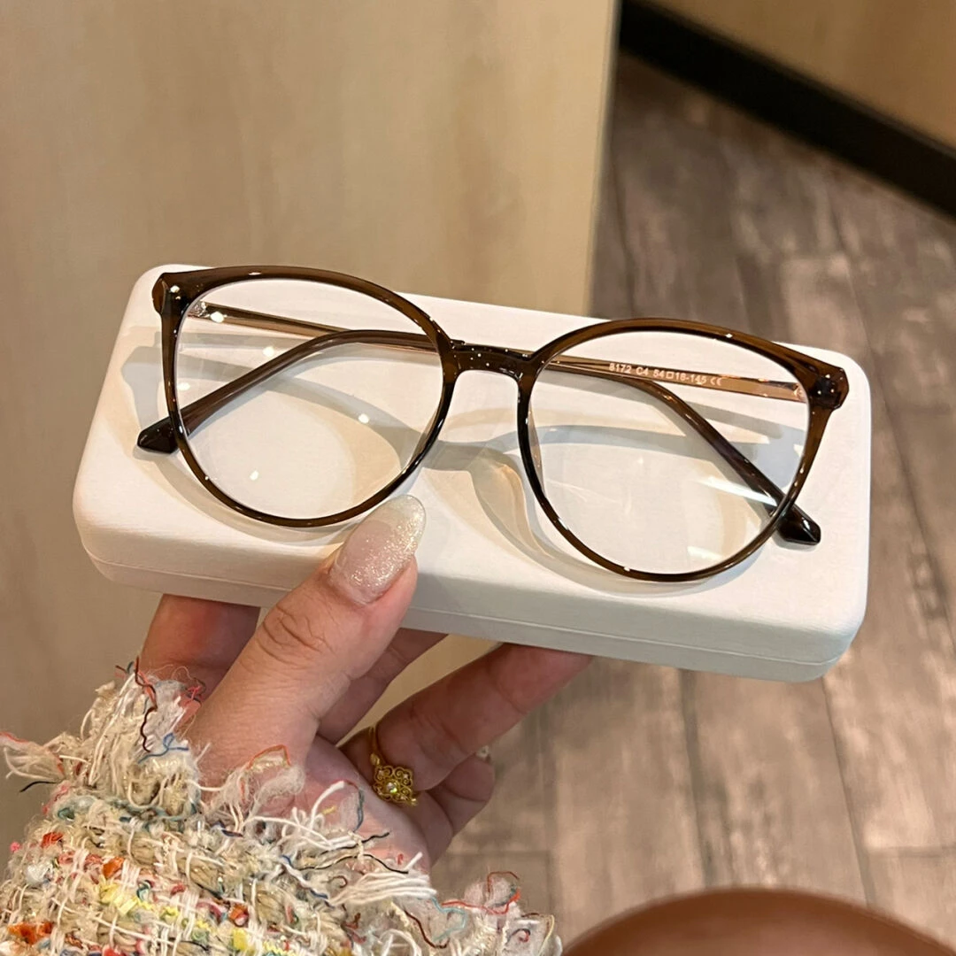 韩系玳瑁猫眼眼镜女近视可配有度数素颜大框显脸小豹纹眼睛框镜架