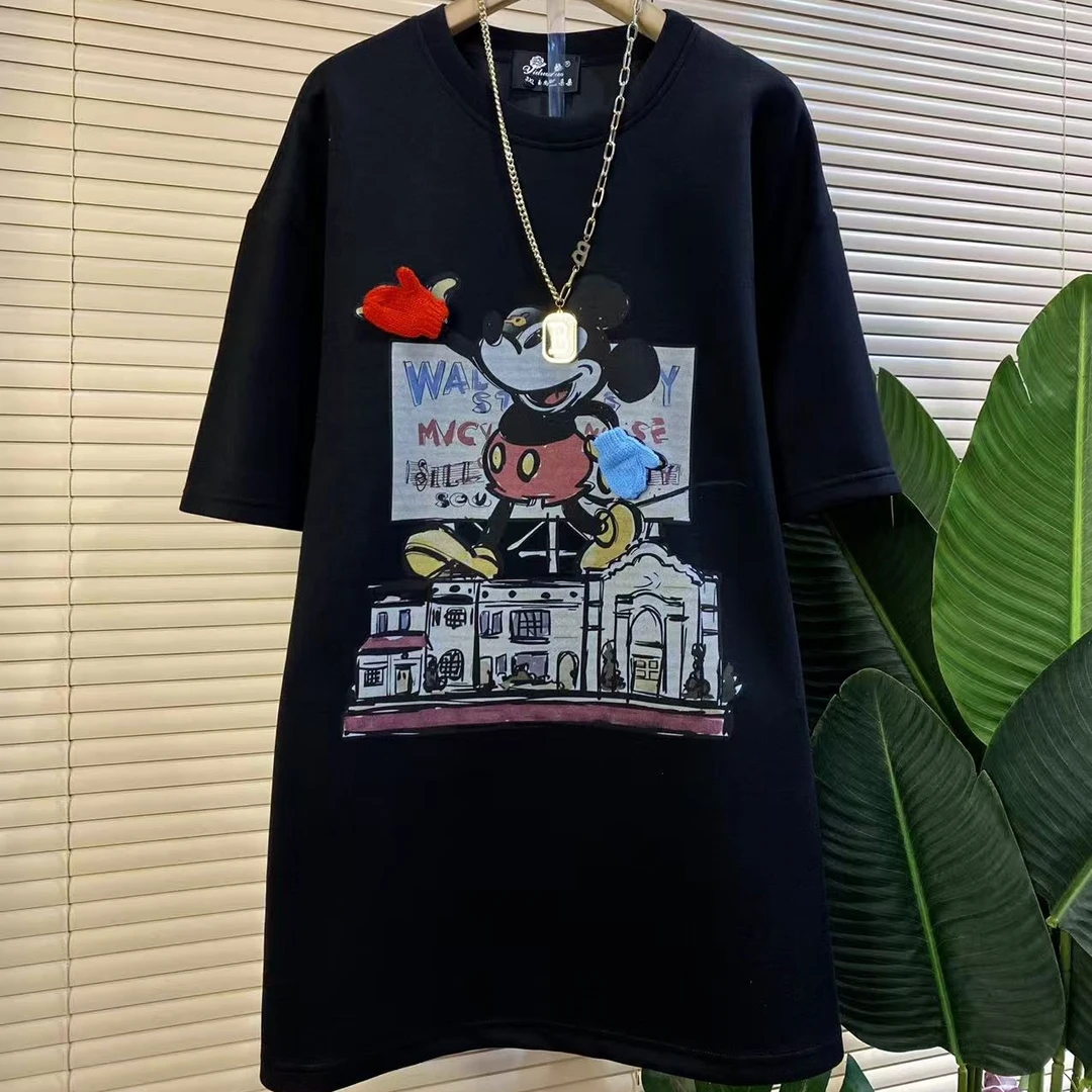 Y-85263胖mm欧货时尚新款圆领卡通宽松遮肉大衫