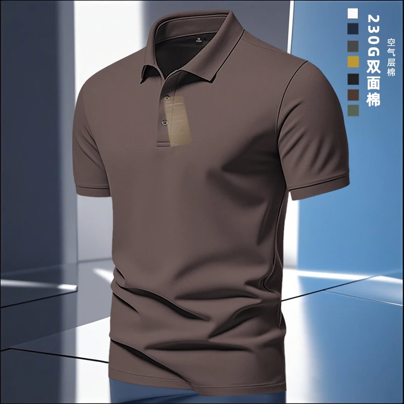 复古夏季日常运动休闲款 翻领纯色短袖美式商务T恤简约透气polo衫