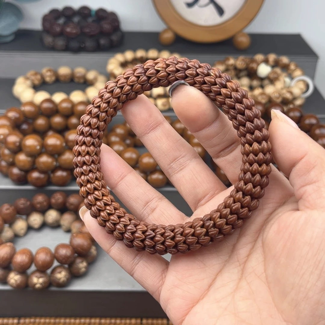紫金鼠手串雕刻九瓣莲花12
