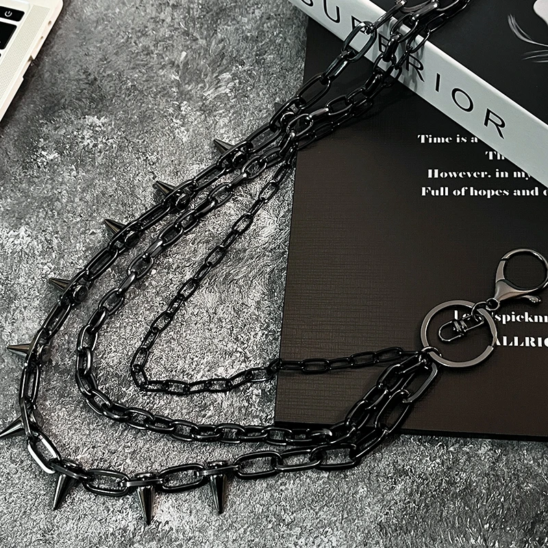 朋克子弹裤链小众美式高街ins暗黑潮流嘻哈铆钉朋克风金属男女酷