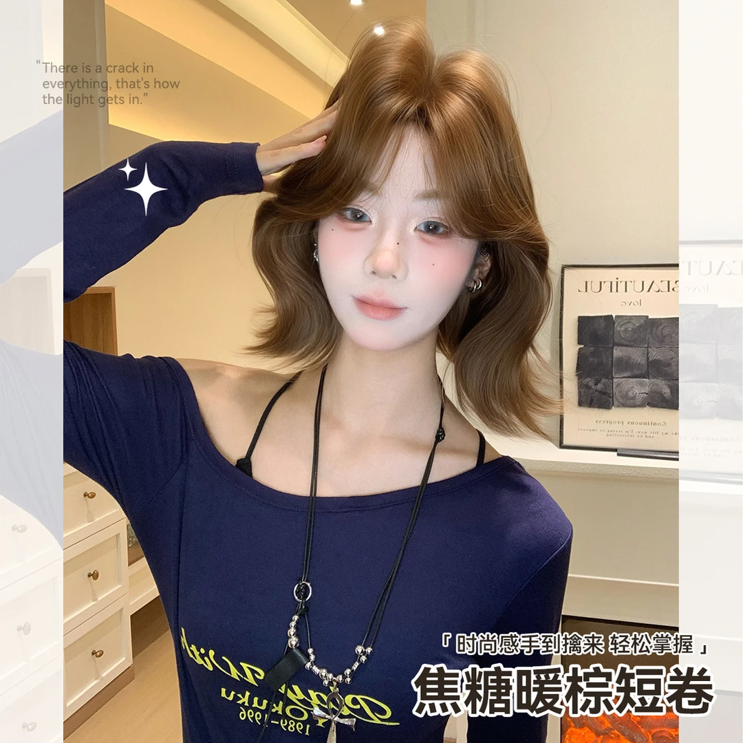 冰冰不冷假发假发女韩系气质中分短发整顶假发露丝同款