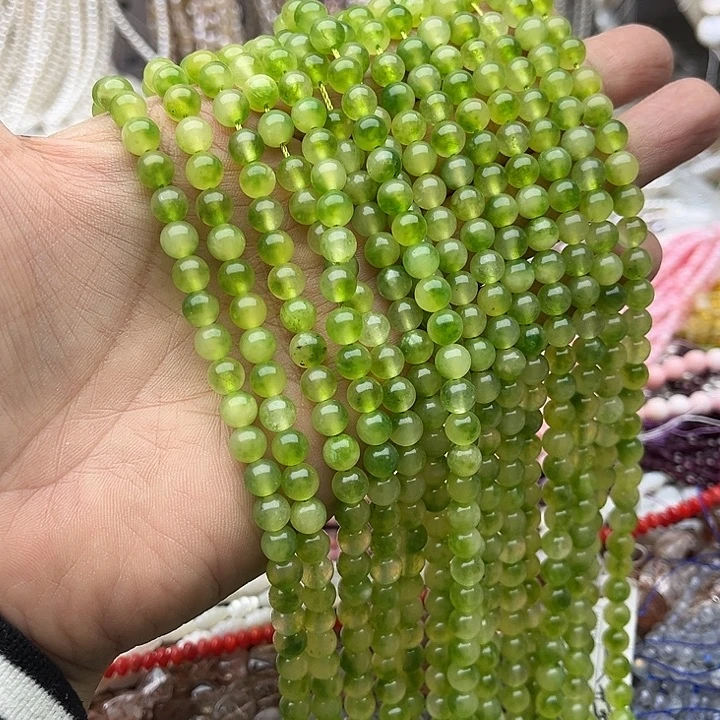 玛瑙/玉髓未镶嵌珠宝半成品一条6mm左右绿飘花
