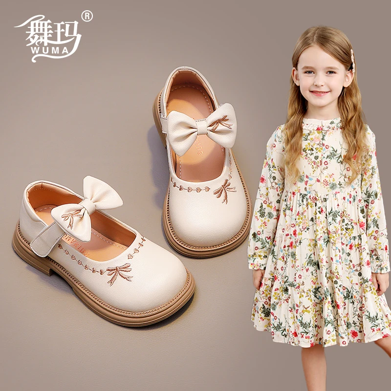 女童鞋儿童小皮鞋2025新款春夏季女孩真皮公主软底黑色单鞋518177