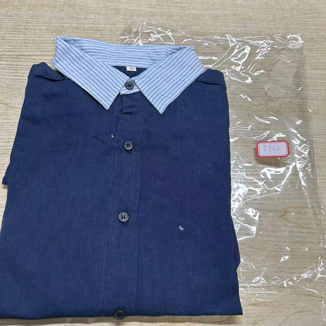 T122深色条纹领长袖衬衫