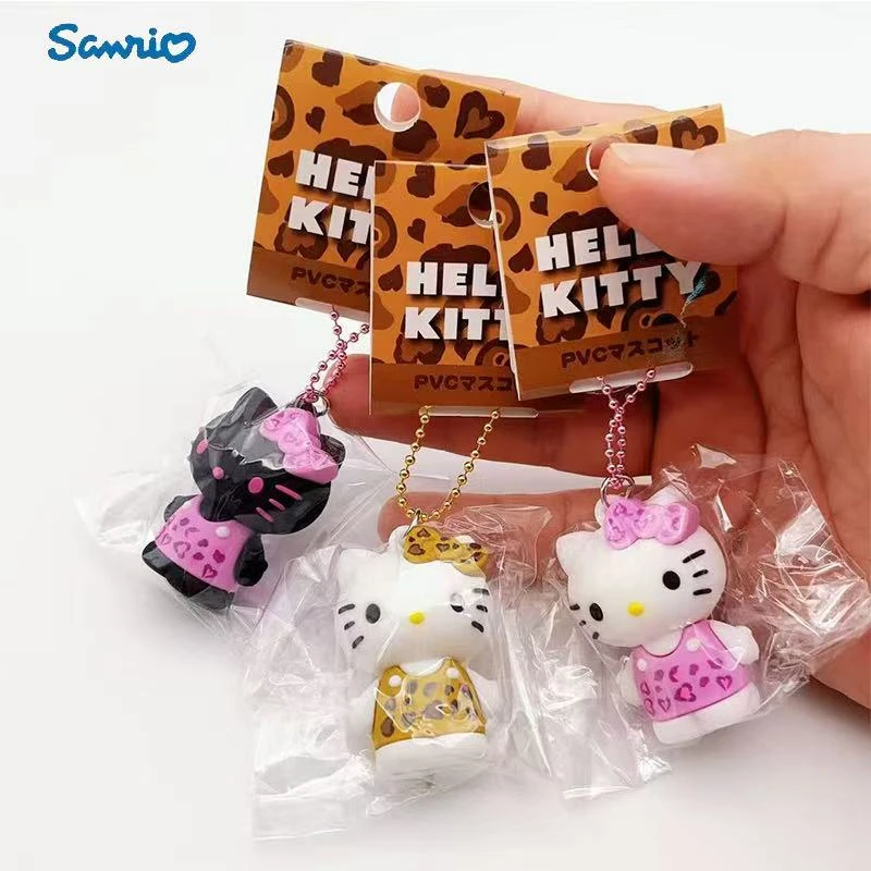 日本Sanrio三丽鸥HelloKitty凯蒂猫豹纹系列限定款PVC钥匙挂件