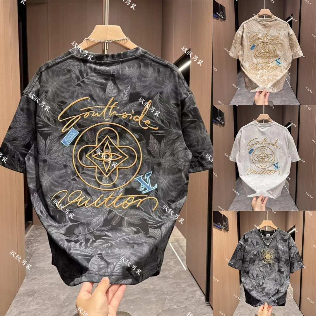 潮牌刺绣彩绘燕尾时尚男士休闲短袖