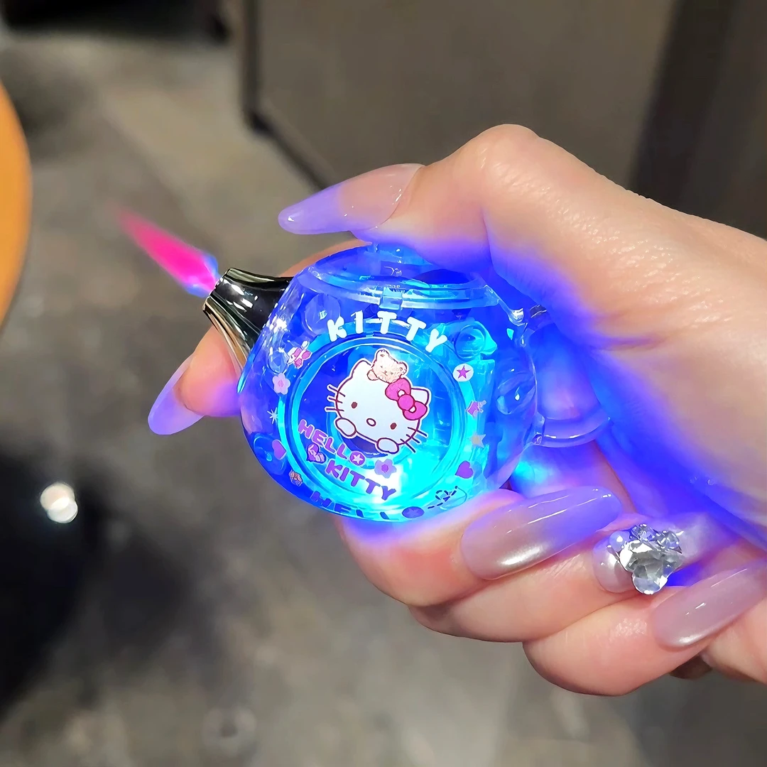 创意发光小茶壶打火机可爱卡通个性炫酷彩灯充气防风送礼送男友