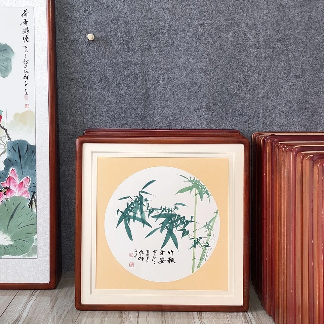 国画书画作品带框63×63