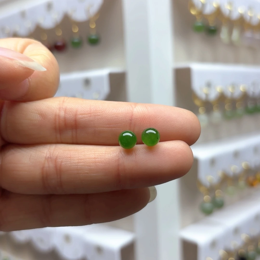 和田玉耳饰银S925镶嵌