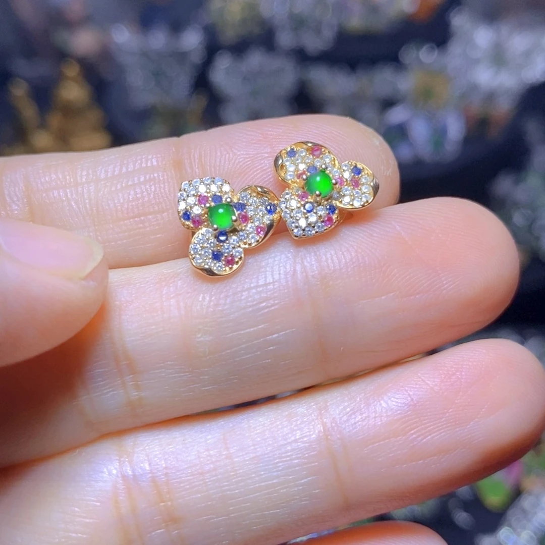 翡翠银S925镶嵌吊坠(不含链)天然资源