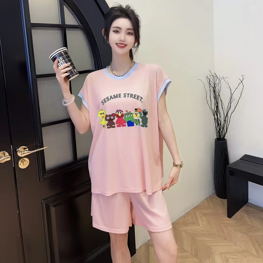 短袖短裤夏季3329凤枝大码女装夏款家居服套装