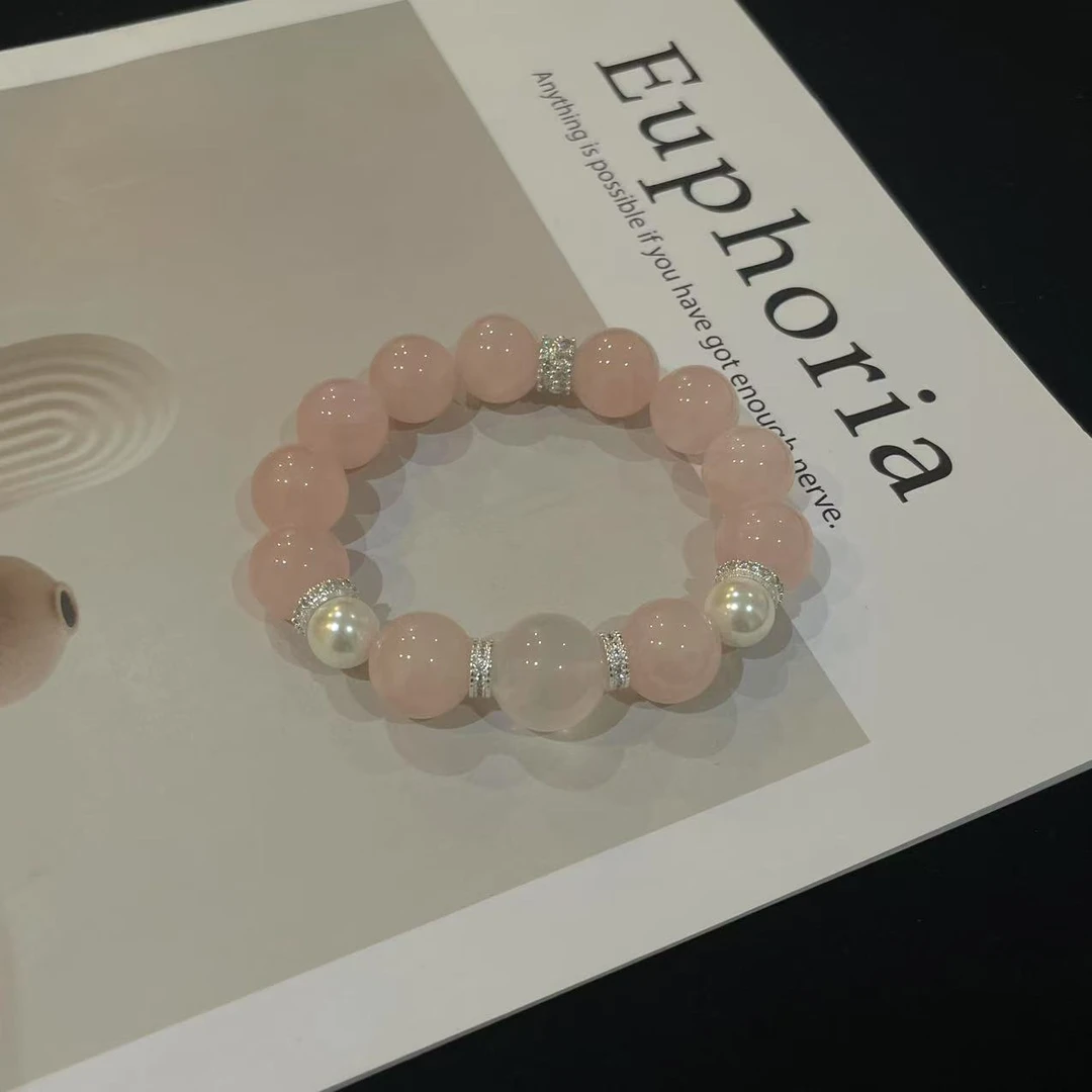 YIMI 天然水晶14mm粉水晶手链x1988 多样性发货