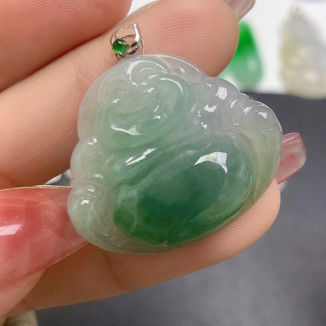 翡翠颈饰18K金镶嵌佛公