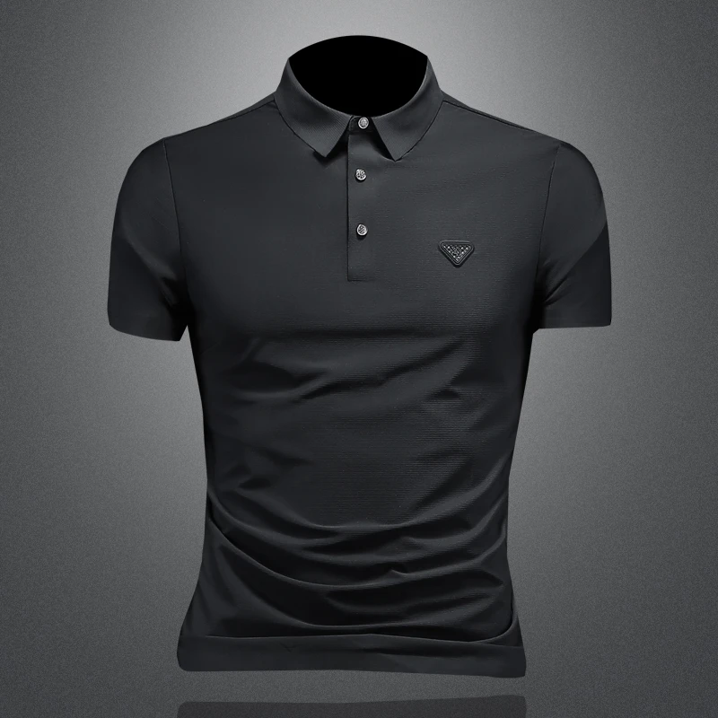 利尼科比利夏季薄款冰丝Polo衫男装修身短袖t恤亲肤舒适休闲T恤