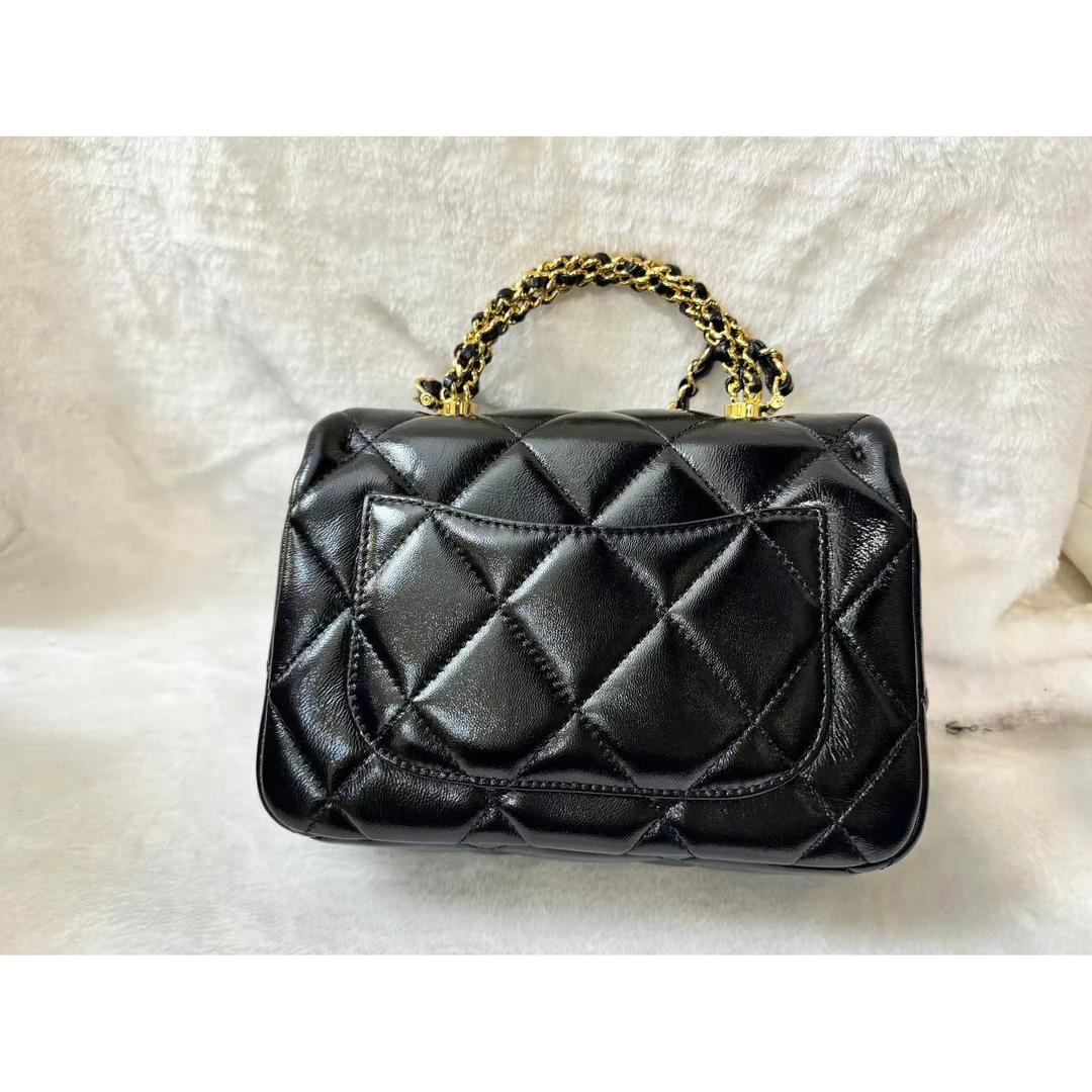 【24b 麻花手柄一样的包 包 小香风轻奢时尚百搭女士黑色单肩菱格