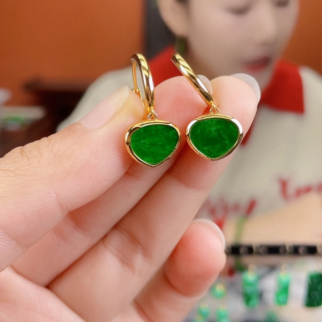 翡翠银S925镶嵌耳饰