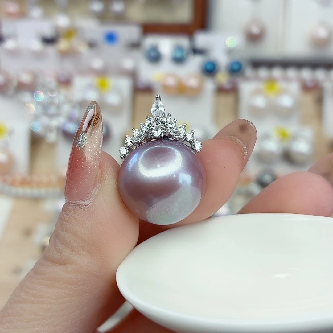 啊***宙淡水珍珠银S925镶嵌颈饰