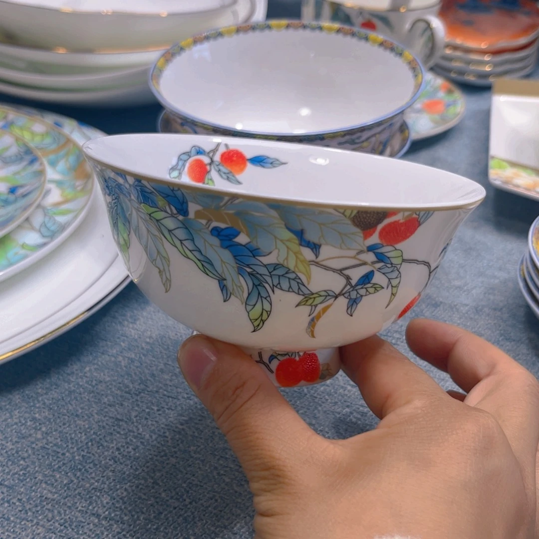 瓷片荔枝高脚腕六个4.5寸