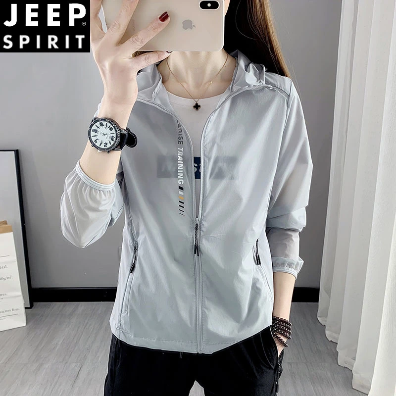 JEEPspirit夏季防晒衣女透气防紫外线外套户外薄款冰丝防晒服男士