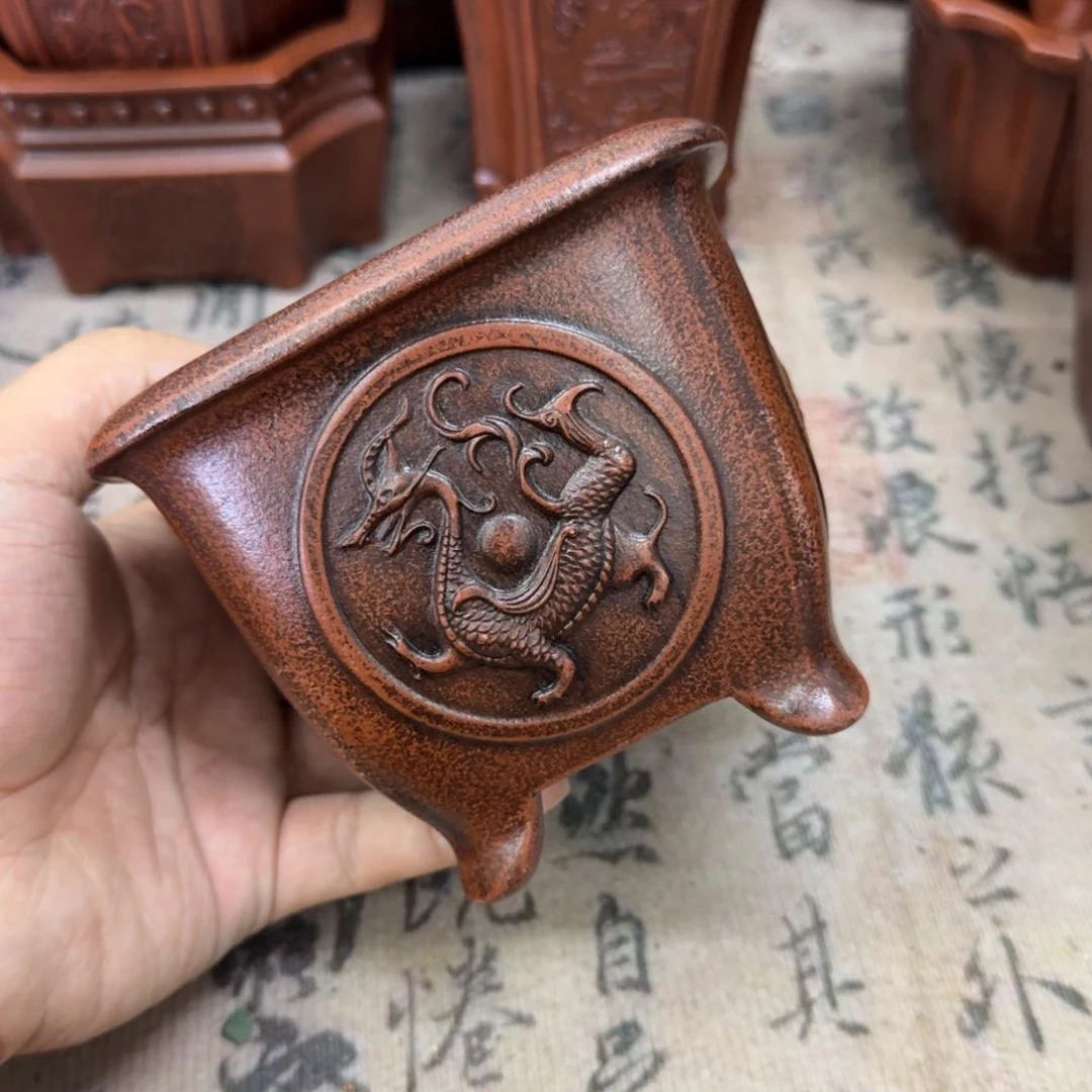 紫砂花盆9.5x8内经紫砂花盆