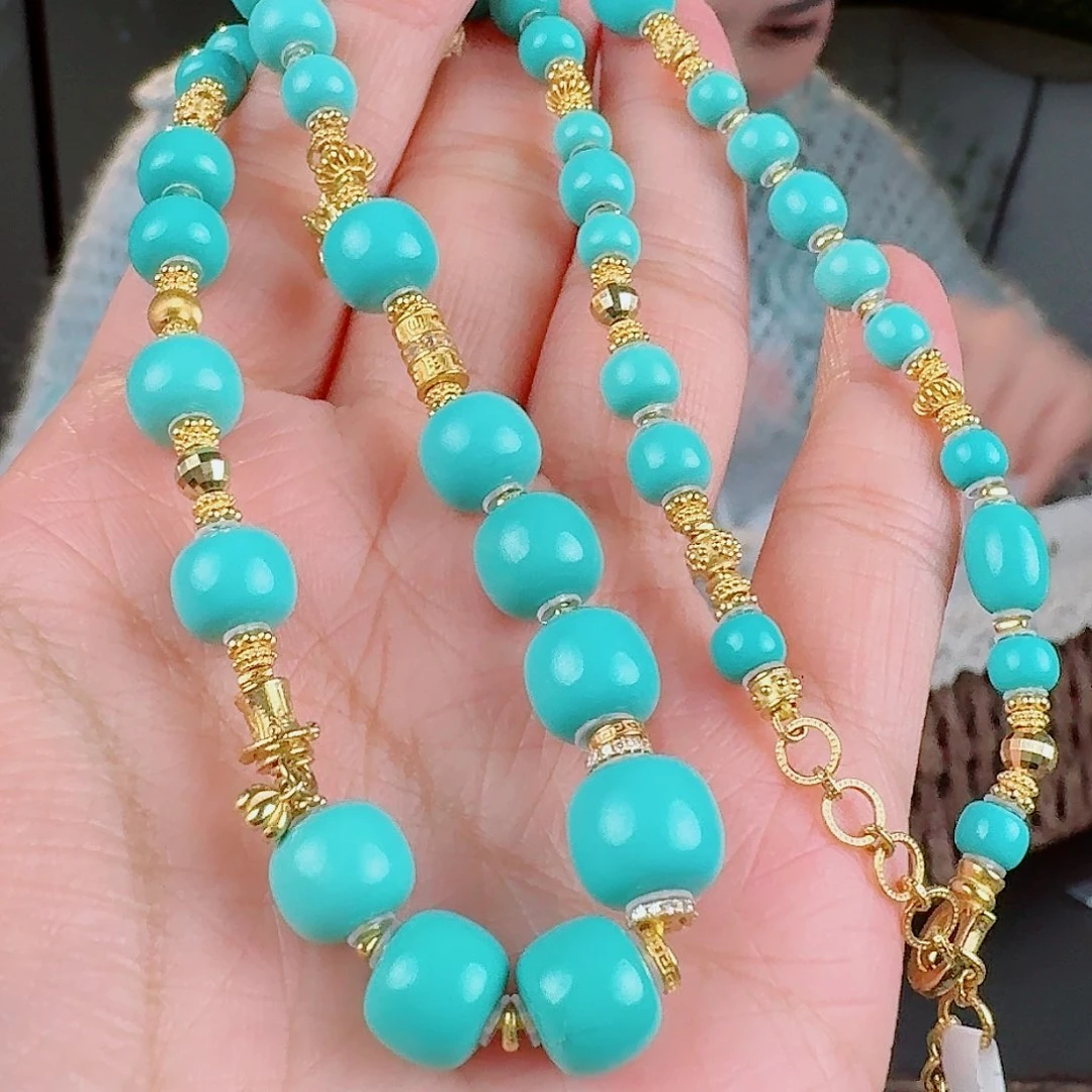 绿松石珠宝奇石18K金镶嵌偷***?