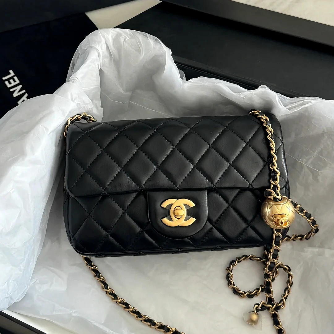 99新 Chanel/香奈儿 4377|香奈儿黑金cf金球大迷你斜挎包单肩包
