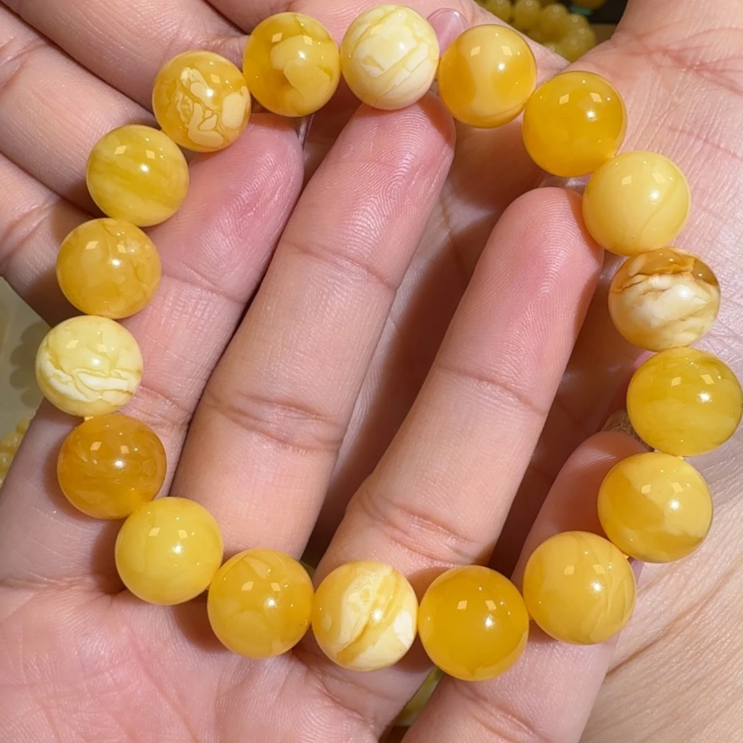 琥珀未镶嵌珠宝奇石12m焦皮多宝圆珠手串17