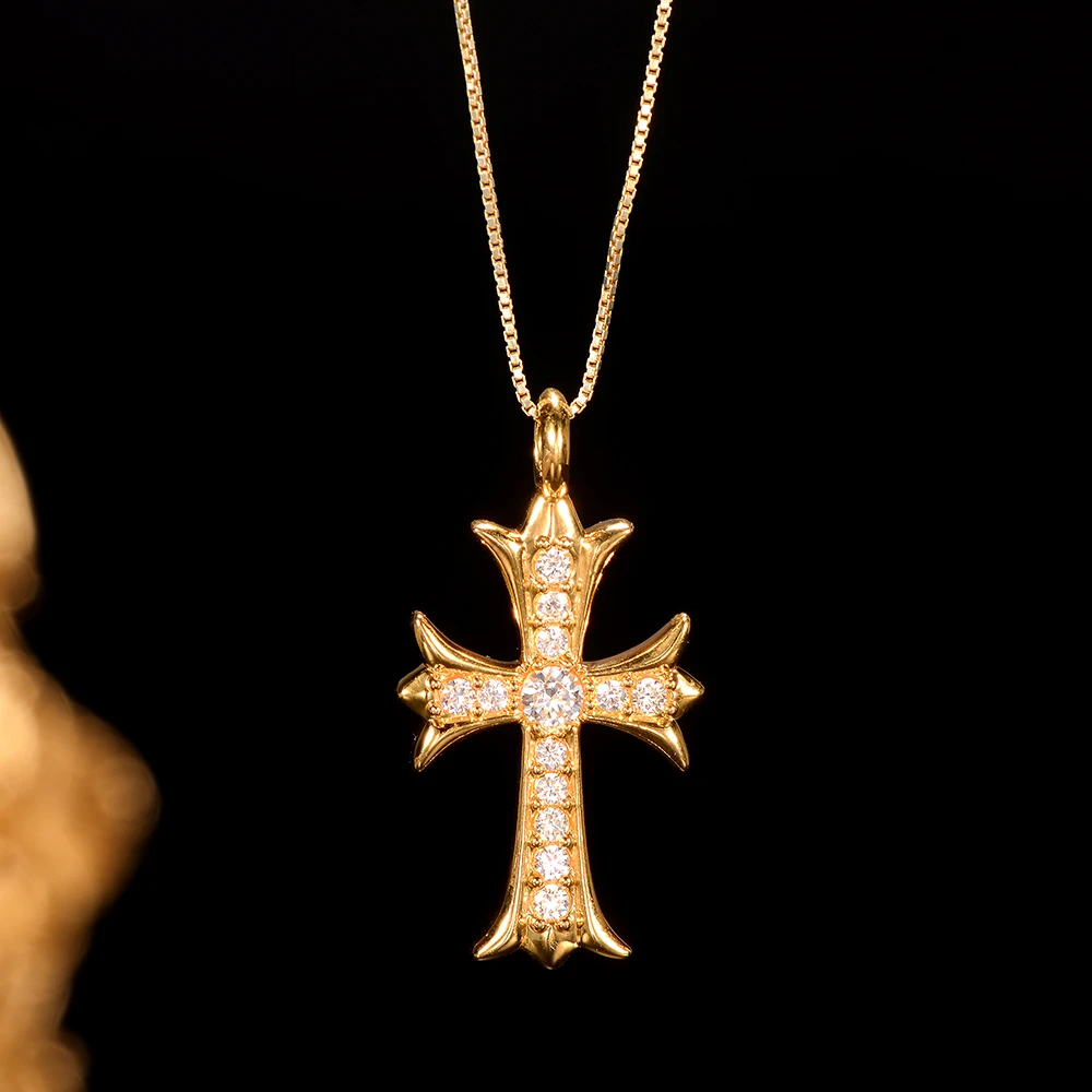 莫桑石【小洁专属】18k金轻奢百搭十字架大/小吊坠 （不含链）