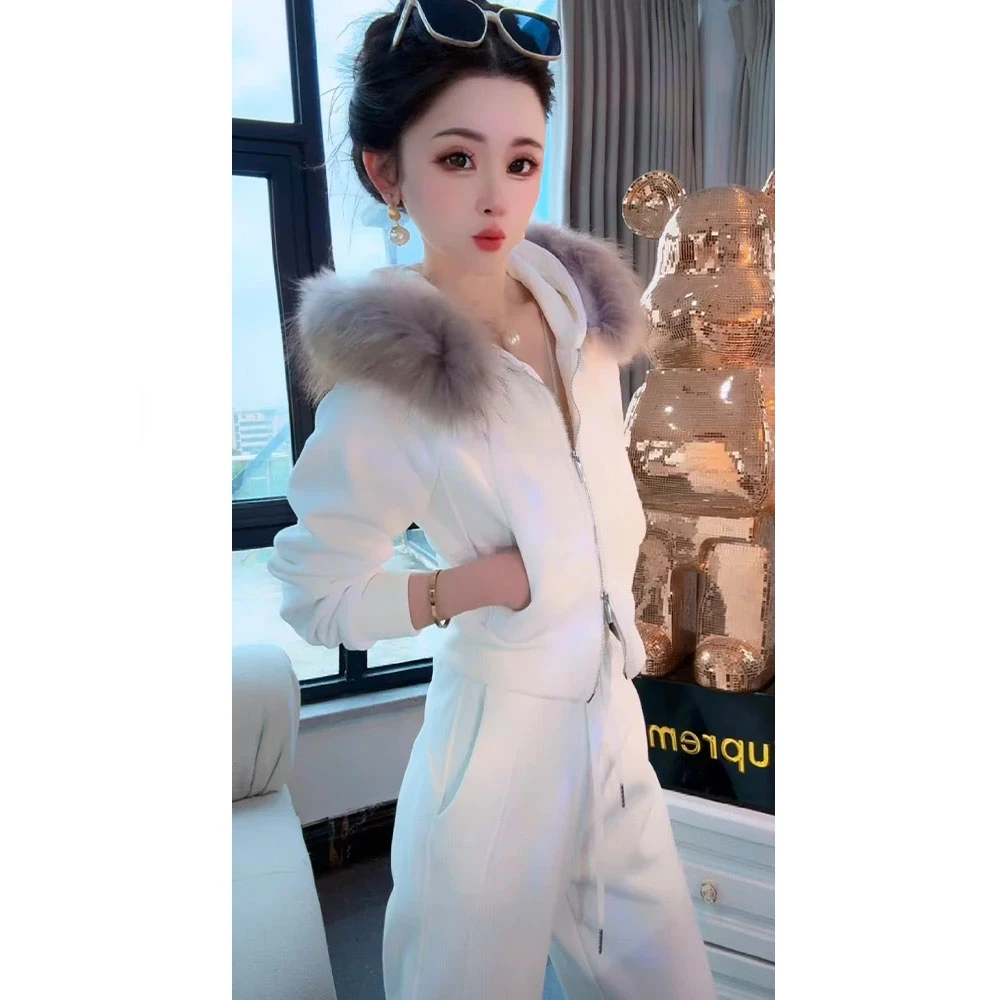 轻奢气质加绒套装上衣裤子冬款上新两件套