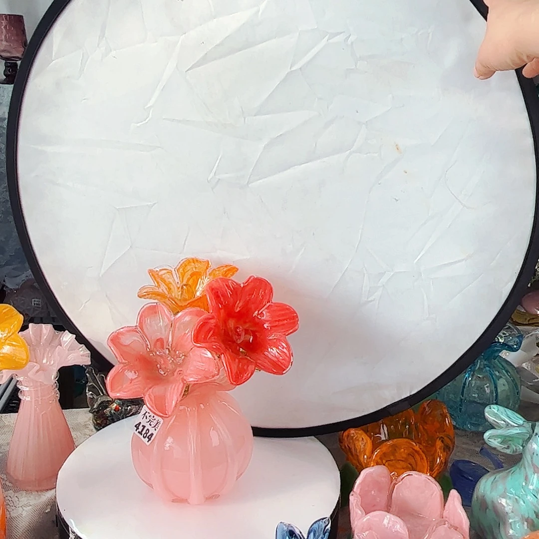 3短花1瓶家悦琉璃工艺品不完美