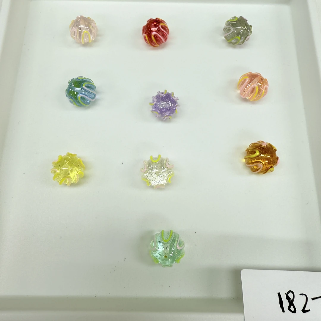 韩国胶定制款182 手绘彩条细闪巧克力珠