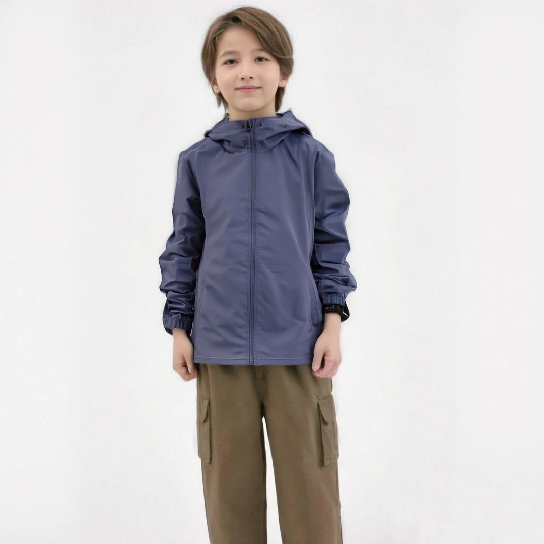 夏季儿童轻薄防晒防风透气时尚户外运动连帽夹克W24032