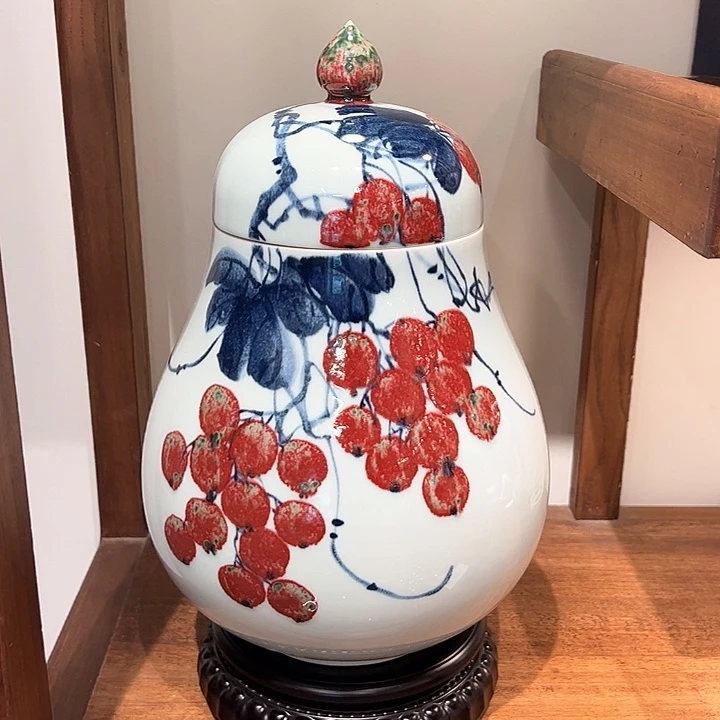 青花釉里红硕果累累100件大罐3斤装