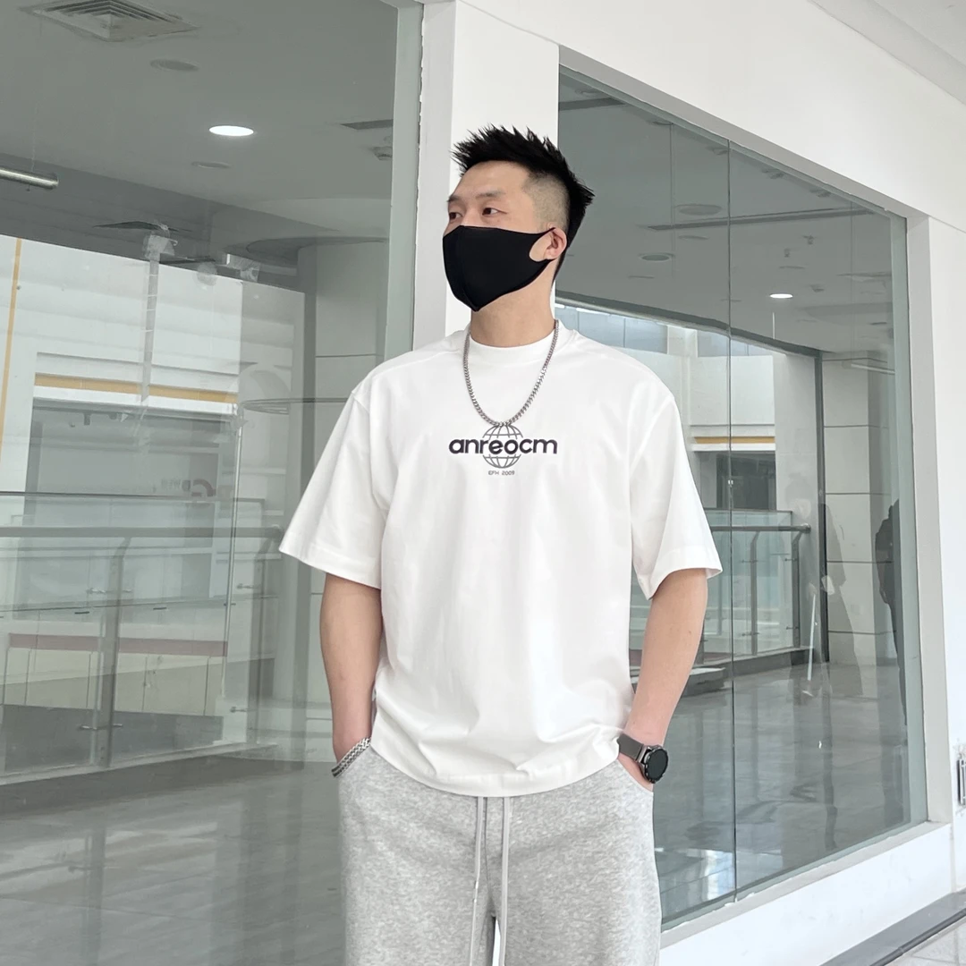 夏季新款男士短袖T恤ins潮牌男装高品质圆领时尚休闲印花半袖上衣