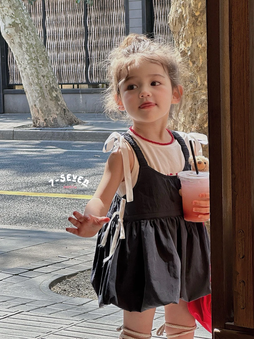 【7seven】25夏 女童套装无袖T恤+背带裙裤两件套