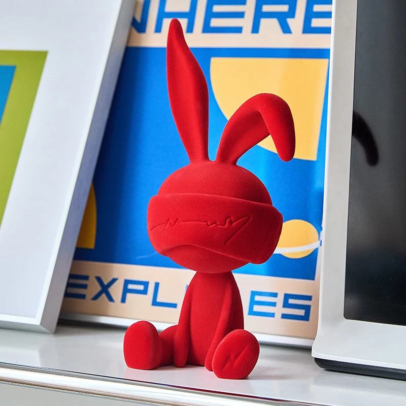 闪电兔子坐姿摆件卡现代轻奢高级感客厅酒柜电视柜入户玄关装饰品