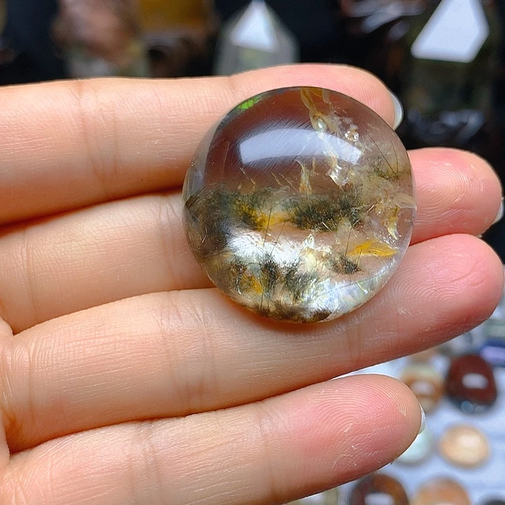 天然幽灵圆牌未镶嵌水晶潮****馆