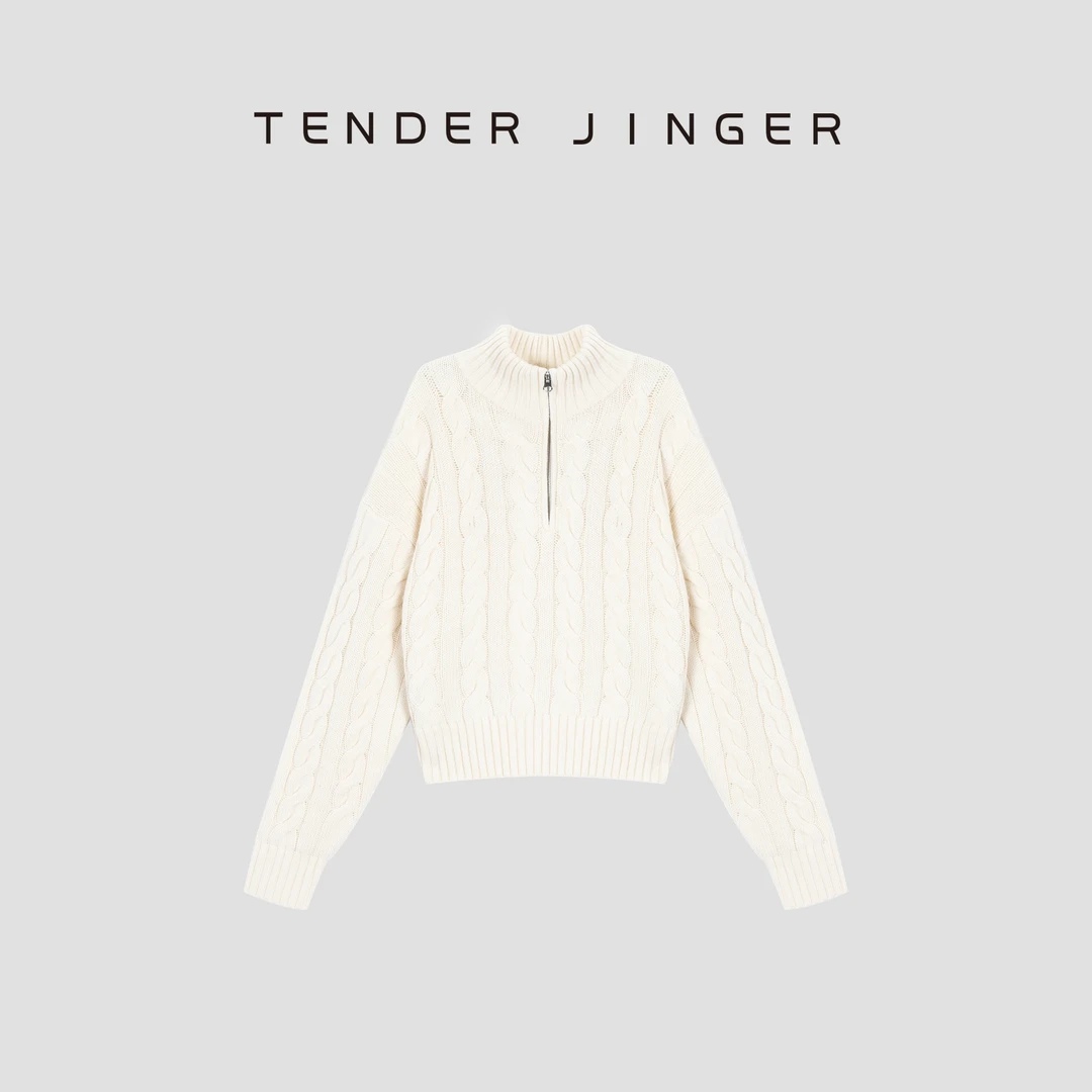 Tender Jinger【凉意渐浓】半拉链粗绞花针织衫T53BBS50054