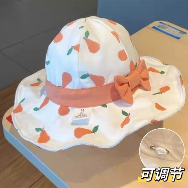 春秋夏季宝宝太阳帽可调节1岁透气凉帽遮阳帽大檐儿童防晒渔夫帽
