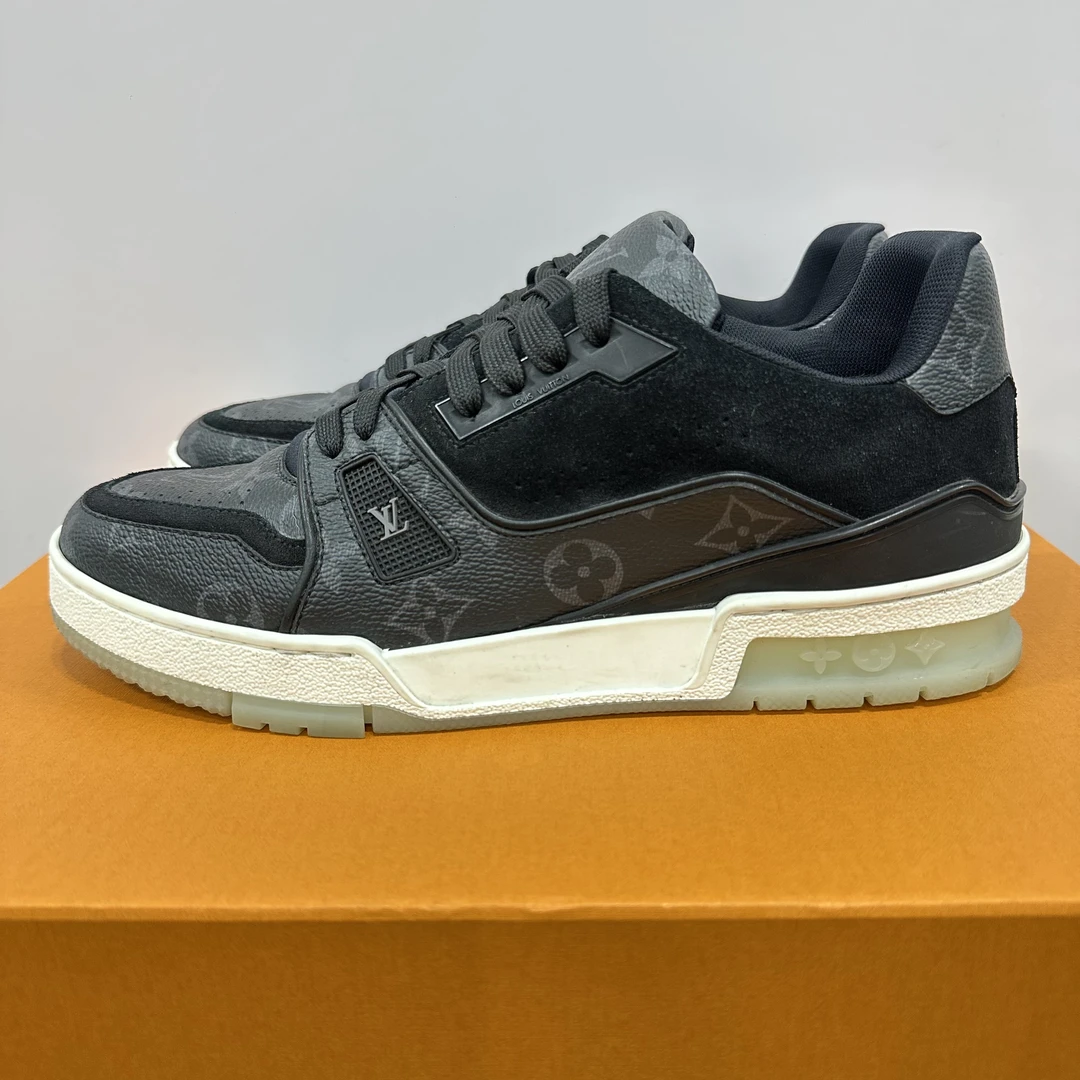 95新 LouisVuitton/路易威登 40.5码 trainer 黑色老花 低帮板鞋