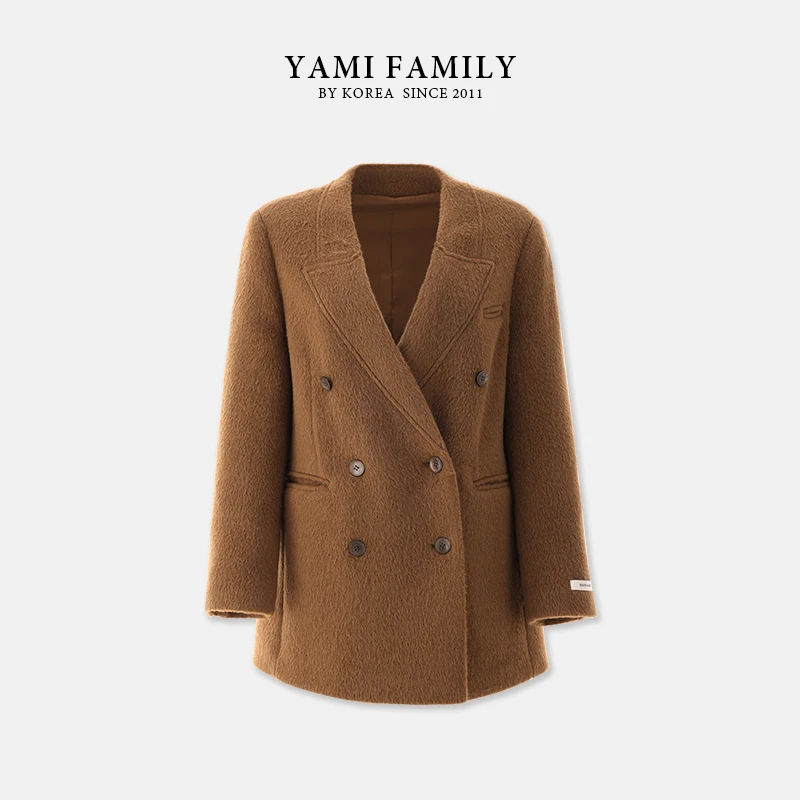 YM 579 短款时尚毛呢经典设计师双面呢休闲双排扣羊毛大衣秋冬