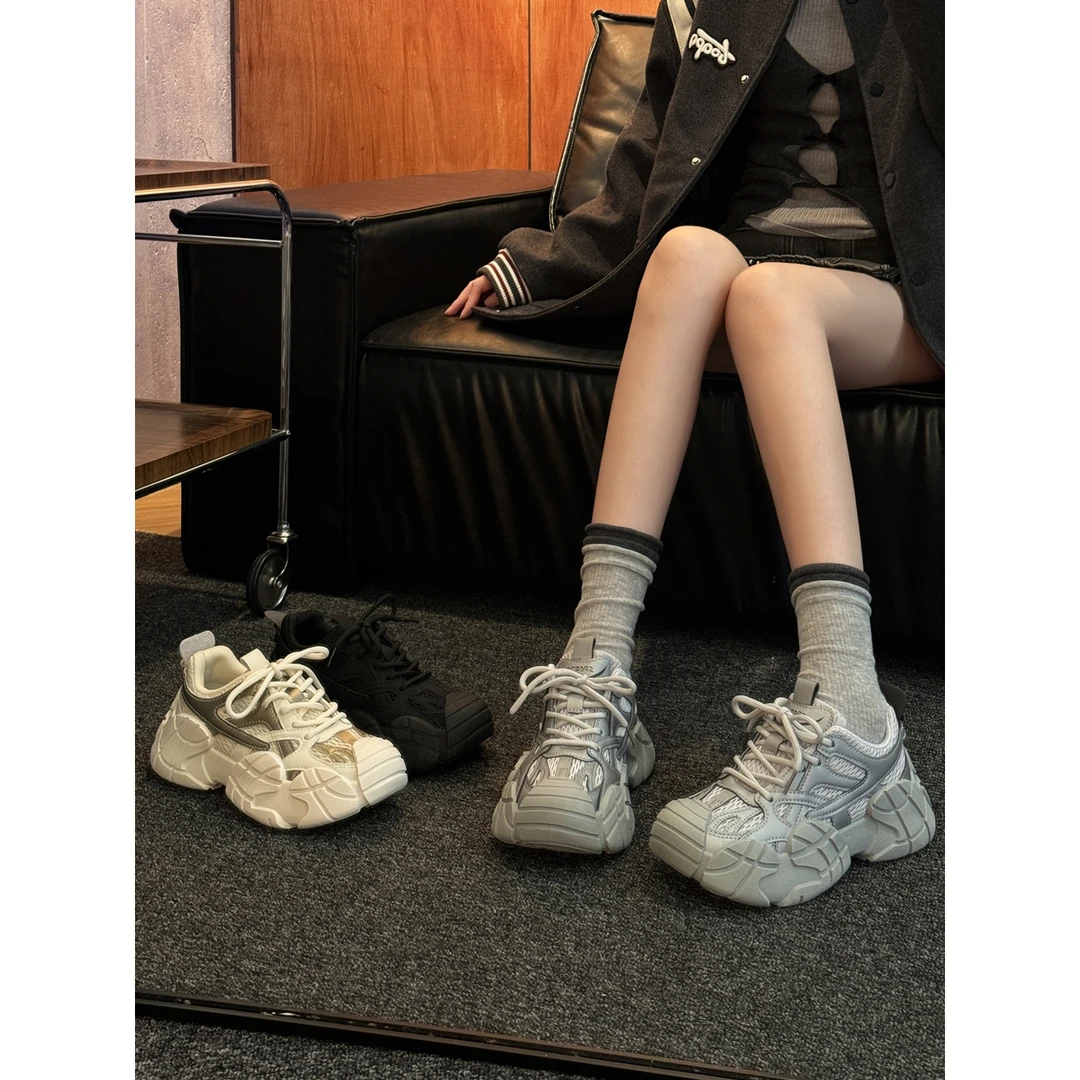 贾不假老爹鞋女2025新款秋季爆款时尚百搭小个子厚底增高休闲鞋子