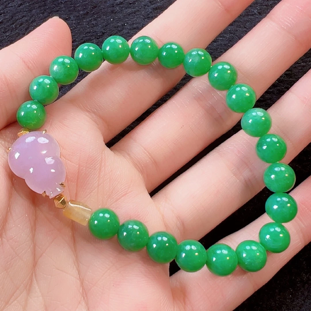 翡翠18K金镶嵌手串签收后24小时鉴赏期