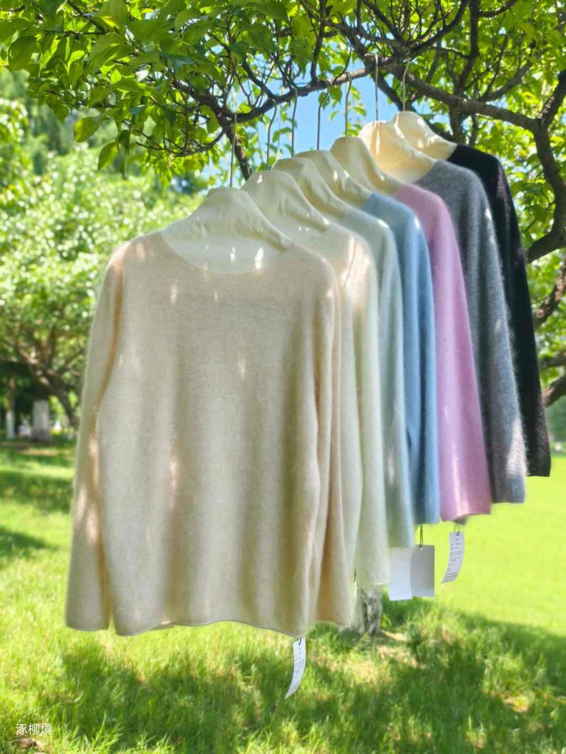 【钱老板推荐】一字领丝羊绒拉绒上衣80028